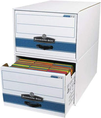 Made in USA - 1 Compartment, 15" Wide x 24" Deep, File Storage Boxes - Corrugated Cardboard, White - Exact Industrial Supply