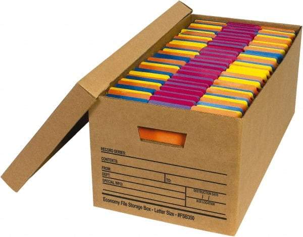 Made in USA - 1 Compartment, 12" Wide x 24" Deep, File Storage Boxes - Corrugated Cardboard, Kraft (Color) - Exact Industrial Supply