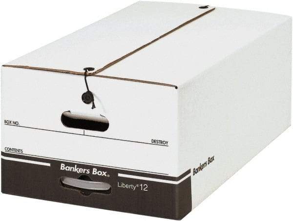 Made in USA - 1 Compartment, 15" Wide x 24" Deep, File Storage Boxes - Corrugated Cardboard, White - Exact Industrial Supply
