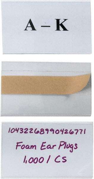 Made in USA - 3" Long x 5" Wide, Self Adhesive Back, Label Holder - Clear - Exact Industrial Supply