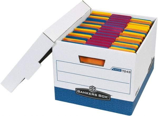 Made in USA - 1 Compartment, 12" Wide x 15" Deep, File Storage Boxes - Corrugated Cardboard, Blue - Exact Industrial Supply