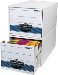 Made in USA - 1 Compartment, 12" Wide x 24" Deep, File Storage Boxes - Corrugated Cardboard, White - Exact Industrial Supply