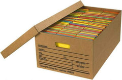 Made in USA - 1 Compartment, 15" Wide x 24" Deep, File Storage Boxes - Corrugated Cardboard, Kraft (Color) - Exact Industrial Supply