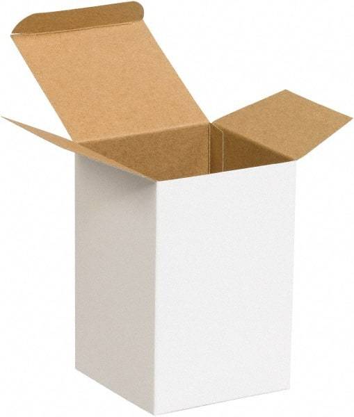 Made in USA - 4" Wide x 4" Long x 6" High Square Chipboard Box - 1 Wall, White - Exact Industrial Supply