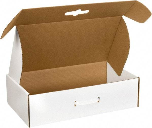 Made in USA - 11-3/8" Wide x 18-1/4" Long x 4-1/2" High Rectangle Corrugated Shipping Box - 1 Wall, White - Exact Industrial Supply