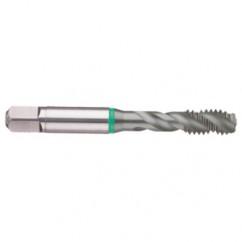 8-36 2B 3-Flute Cobalt Green Ring Semi-Bottoming 40 degree Spiral Flute Tap-TiCN - Exact Industrial Supply