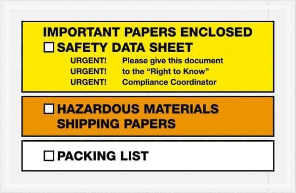Value Collection - 1,000 Piece, 6-1/2" Long x 10" Wide, Packing List Envelope - Important Papers Enclosed, Yellow/Orange - Exact Industrial Supply