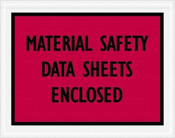 Value Collection - 1,000 Piece, 7" Long x 5-1/2" Wide, Packing List Envelope - Material Safety Data Sheets Enclosed, Red/Black - Exact Industrial Supply