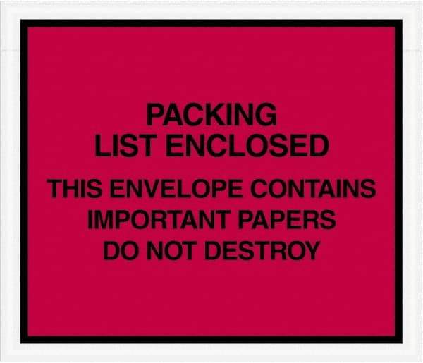 Value Collection - 1,000 Piece, 7" Long x 6" Wide, Packing List Envelope - Important Papers Enclosed, Red - Exact Industrial Supply