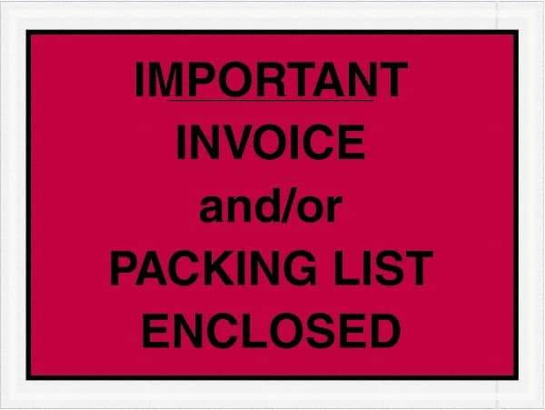 Value Collection - 1,000 Piece, 4-1/2" Long x 6" Wide, Packing List Envelope - Important Invoice and/or Packing List Enclosed, Red - Exact Industrial Supply