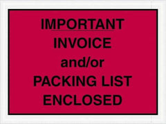 Value Collection - 1,000 Piece, 4-1/2" Long x 6" Wide, Packing List Envelope - Important Invoice and/or Packing List Enclosed, Red - Exact Industrial Supply