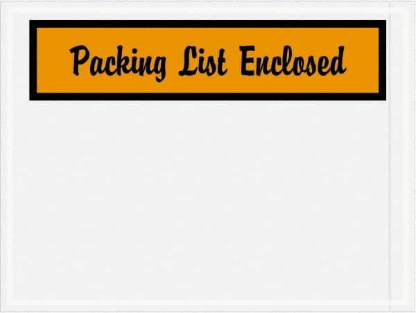 Value Collection - 1,000 Piece, 4-1/2" Long x 6" Wide, Packing List Envelope - Packing List Enclosed, Orange - Exact Industrial Supply