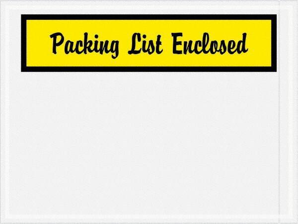 Value Collection - 1,000 Piece, 4-1/2" Long x 6" Wide, Packing List Envelope - Packing List Enclosed, Yellow - Exact Industrial Supply