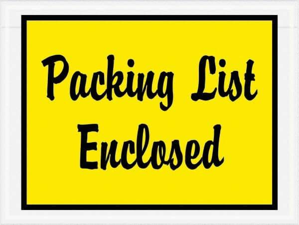 Value Collection - 1,000 Piece, 4-1/2" Long x 6" Wide, Packing List Envelope - Packing List Enclosed, Yellow - Exact Industrial Supply
