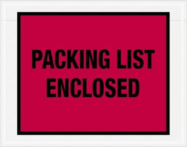 Value Collection - 1,000 Piece, 7" Long x 5-1/2" Wide, Packing List Envelope - Packing List Enclosed, Red - Exact Industrial Supply