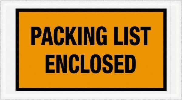 Value Collection - 1,000 Piece, 5-1/2" Long x 10" Wide, Packing List Envelope - Packing List Enclosed, Orange - Exact Industrial Supply