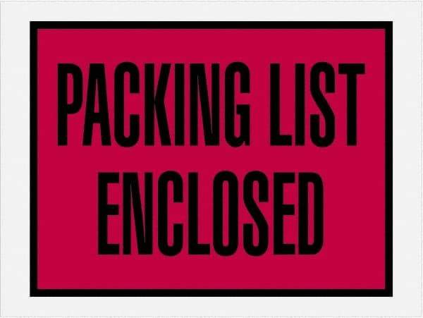 Value Collection - 1,000 Piece, 4-1/2" Long x 6" Wide, Packing List Envelope - Packing List Enclosed, Red - Exact Industrial Supply