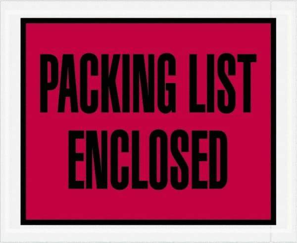 Value Collection - 1,000 Piece, 4-1/2" Long x 5-1/2" Wide, Packing List Envelope - Packing List Enclosed, Red - Exact Industrial Supply