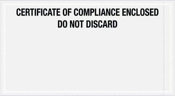 Value Collection - 1,000 Piece, 6" Long x 11" Wide, Packing List Envelope - Certificate of Compliance Enclosed, Printed Clear - Exact Industrial Supply