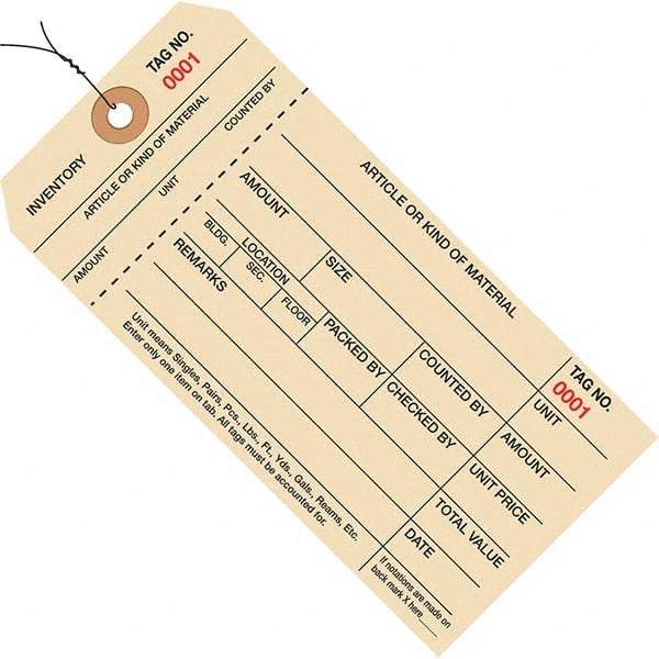 Made in USA - 6-1/4" High x 3-1/8" Long, Inventory, English Safety & Facility Numbered Tag - Manila Cardstock - Exact Industrial Supply