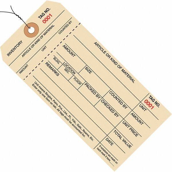 Made in USA - 6-1/4" High x 3-1/8" Long, Inventory, English Safety & Facility Numbered Tag - Manila Cardstock - Exact Industrial Supply