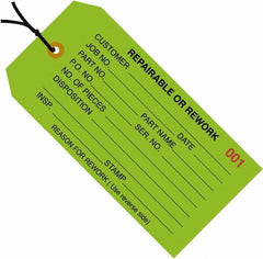 Made in USA - 4-3/4" High x 2-3/8" Long, Safety & Facility Blank Tag - Green Cardstock - Exact Industrial Supply