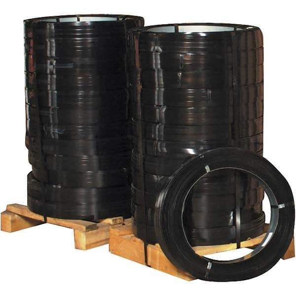 Made in USA - 2,560' Long x 1/2" Wide, Oscillated Coil Steel Strapping - 1,650 Lb Capacity, 0.023" Thick - Exact Industrial Supply