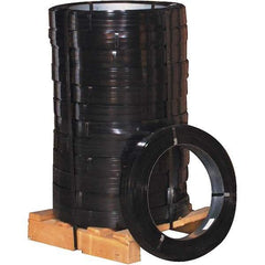 Made in USA - 3,140' Long x 5/8" Wide, Oscillated Coil Steel Strapping - 3,140 Lb Capacity, 0.015" Thick - Exact Industrial Supply