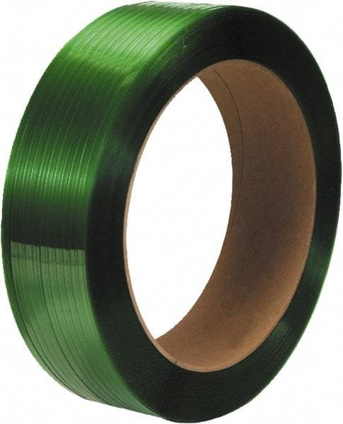 Made in USA - 4,400' Long x 5/8" Wide, Coil Case Polyester Hand Strapping - 900 Lb Capacity, 0.025" Thick - Exact Industrial Supply