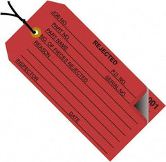 Made in USA - 4-3/4" High x 2-3/8" Long, Inventory, English Safety & Facility Numbered Tag - Red Cardstock - Exact Industrial Supply