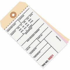 Made in USA - 6-1/4" High x 3-1/8" Long, Inventory, English Safety & Facility Numbered Tag - White & Manila Cardstock - Exact Industrial Supply