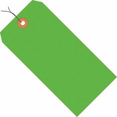 Made in USA - 5-1/4" High x 2-5/8" Long, Safety & Facility Blank Tag - Fluorescent Green Cardstock - Exact Industrial Supply