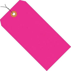 Made in USA - 4-1/4" High x 2-1/8" Long, Safety & Facility Blank Tag - Fluorescent Pink Cardstock - Exact Industrial Supply