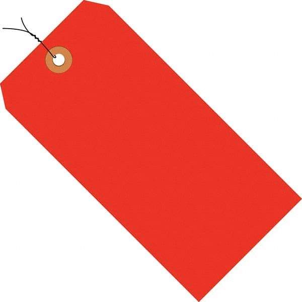 Made in USA - 3-3/4" High x 1-7/8" Long, Safety & Facility Blank Tag - Fluorescent Red Cardstock - Exact Industrial Supply