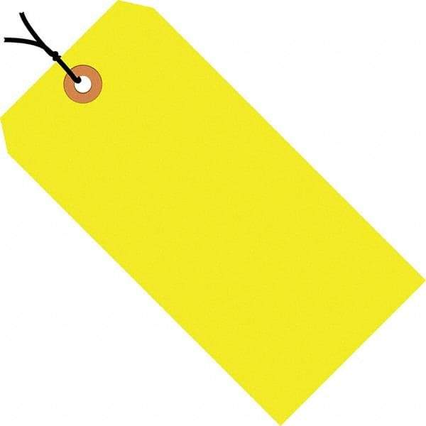 Made in USA - 4-3/4" High x 2-3/8" Long, Safety & Facility Blank Tag - Fluorescent Yellow Cardstock - Exact Industrial Supply