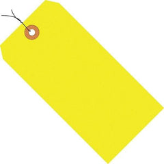 Made in USA - 5-1/4" High x 2-5/8" Long, Safety & Facility Blank Tag - Fluorescent Yellow Cardstock - Exact Industrial Supply