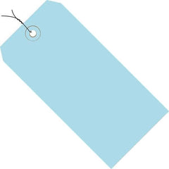 Made in USA - 4-3/4" High x 2-3/8" Long, Safety & Facility Blank Tag - Light Blue Cardstock - Exact Industrial Supply