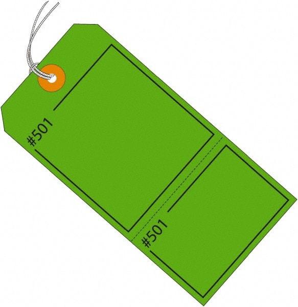 Made in USA - 4-3/4" High x 2-3/8" Long, Numbered, English Safety & Facility Retail Tag - Green Cardstock - Exact Industrial Supply