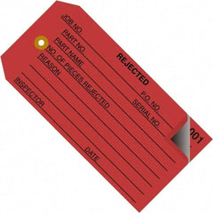 Made in USA - 4-3/4" High x 2-3/8" Long, REJECTED, English Safety & Facility Inspection Tag - Red Cardstock - Exact Industrial Supply