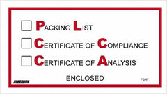 Value Collection - 1,000 Piece, 5-1/2" Long x 10" Wide, Packing List Envelope - Packing List/Certificate of Compliance/Certificate of Analysis Enclosed, Red/Black - Exact Industrial Supply