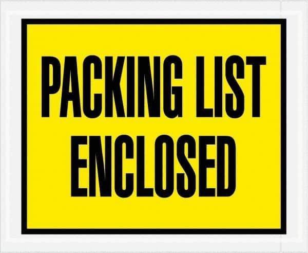 Value Collection - 1,000 Piece, 4-1/2" Long x 5-1/2" Wide, Packing List Envelope - Packing List Enclosed, Yellow - Exact Industrial Supply