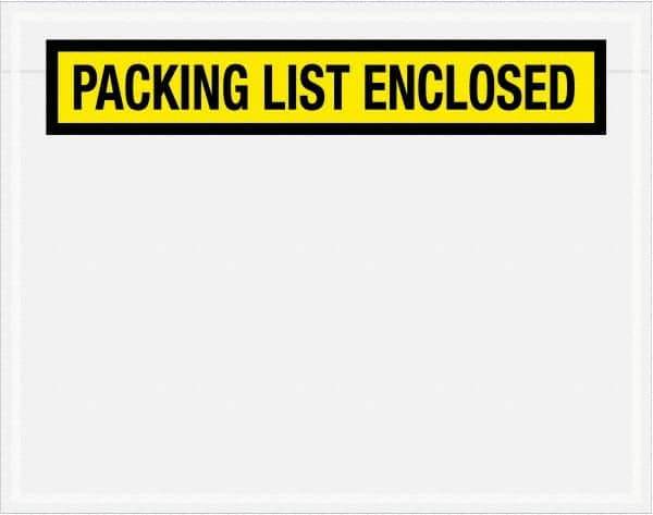 Value Collection - 1,000 Piece, 7" Long x 5-1/2" Wide, Packing List Envelope - Packing List Enclosed, Yellow - Exact Industrial Supply