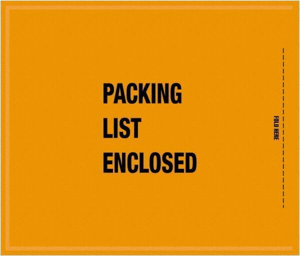 Value Collection - 1,000 Piece, 8-1/2" Long x 10" Wide, Packing List Envelope - Packing List Enclosed, Orange - Exact Industrial Supply