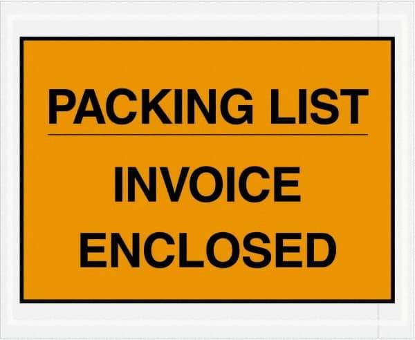 Value Collection - 1,000 Piece, 4-1/2" Long x 5-1/2" Wide, Packing List Envelope - Packing List/Invoice Enclosed, Orange - Exact Industrial Supply