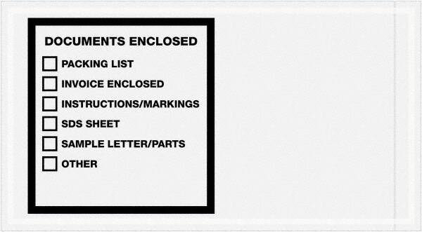 Value Collection - 1,000 Piece, 5-1/2" Long x 10" Wide, Packing List Envelope - Documents Enclosed, Printed & Clear - Exact Industrial Supply