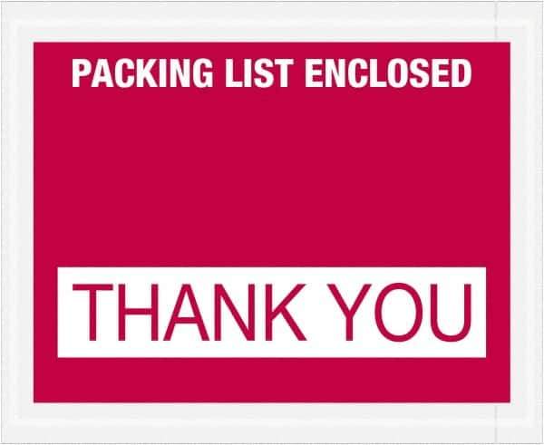 Value Collection - 1,000 Piece, 4-1/2" Long x 5-1/2" Wide, Packing List Envelope - Packing List Enclosed - Thank You, Red - Exact Industrial Supply