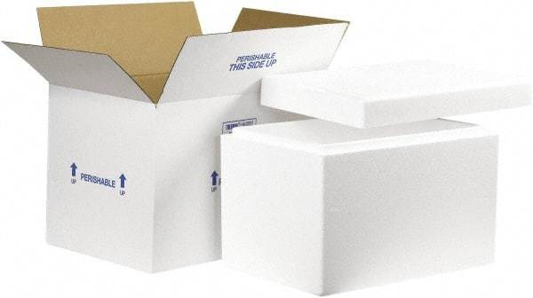 Made in USA - 12" Wide x 19" Long x 12-1/2" High Rectangle Insulated Box - 1 Wall, White - Exact Industrial Supply