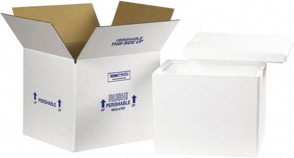 Made in USA - 11-3/4" Wide x 13-3/4" Long x 11-7/8" High Rectangle Insulated Box - 1 Wall, White - Exact Industrial Supply