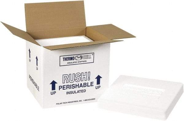 Made in USA - 8-1/4" Wide x 10-1/2" Long x 9-1/4" High Rectangle Insulated Box - 1 Wall, White - Exact Industrial Supply