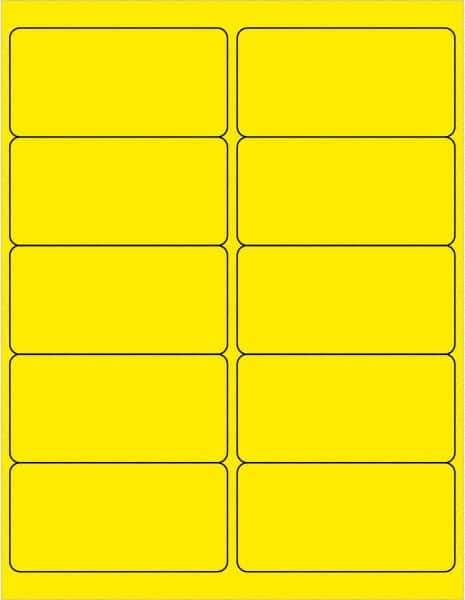 Tape Logic - 4" Long, Fluorescent Yellow Paper Laser Label - For Laser Printers - Exact Industrial Supply